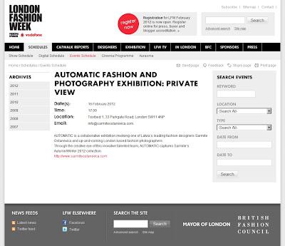 Dario at LFW.  AUTOMATIC Exhibition. Fashion and Photography.