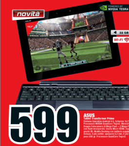 Asus Transformer Prime 599€ da Mediaworld