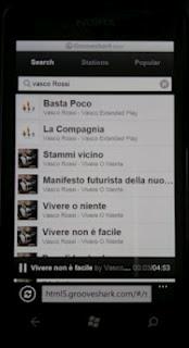 Nuova versione in HTML5 del sito grooveshark.com per Windows Phone