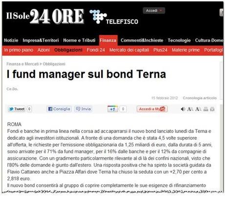 Cattaneo Flavio: I fund manager sul bond Terna