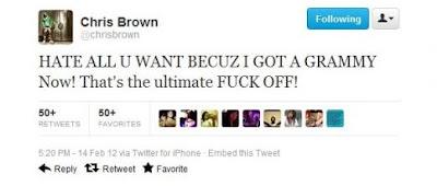 Chris Brown vince un Grammy ma su Twitter fa ancora danni