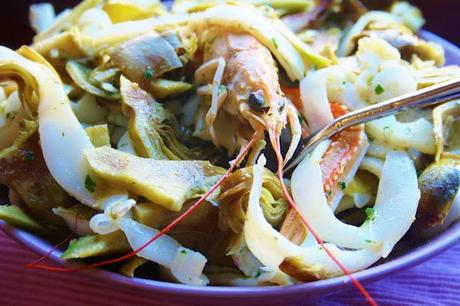 Fusilli seppie e carciofi.