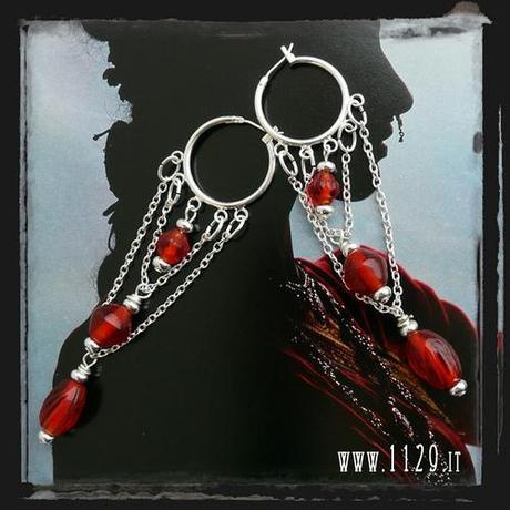 Orecchini rossi catene - Chained red hoop earrings LEROCE