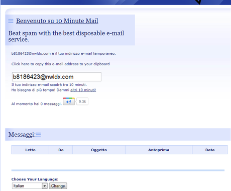 Immagine Creare un indirizzo email temporaneo con 10minutemail