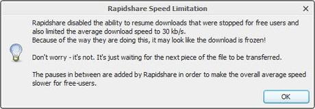 rapidshare speed limitation RapidShare limita velocita' di download a 30 Kb/sec