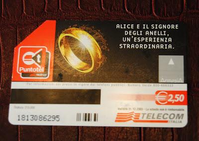 Le schede telefoniche del Signore degli Anelli