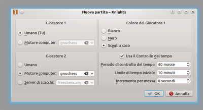 Knights è una delle interfacce per giocare a scacchi su Linux più complete.