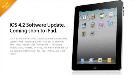 Apple iOS 4.2 “Coming soon” su iPad