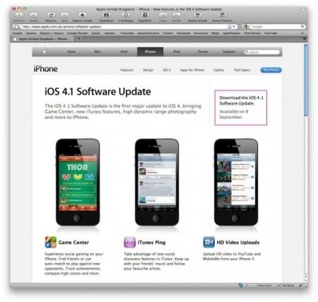 Ufficiale: iOS 4.1 arriverà l’8 Settembre (firmware iPhone ed iPod)