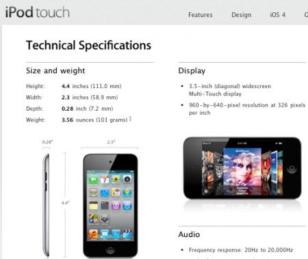 L’iPod touch potrebbe non avere lo stesso RETINA display di iPhone 4