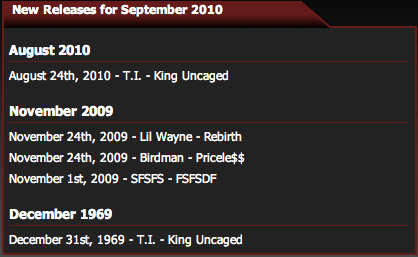 CHARTS by HOT 108 JAMZ [New Releases for September 2010 : Last 10 Jamz Played : Weekly Top 30]