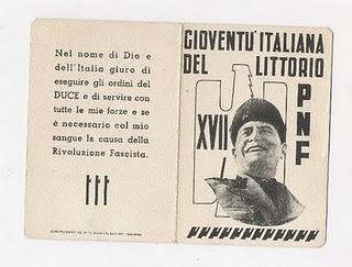 collezionismo cartaceo: tessere del fascismo