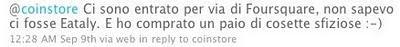 Foursquare mi ha fatto comprare da Coin :-) Foursquare mi ha fatto comprare da Coin :-)