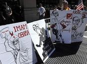 Foto giorno settembre 2010 oppositori sostenitori della moschea ground zero manifestano york