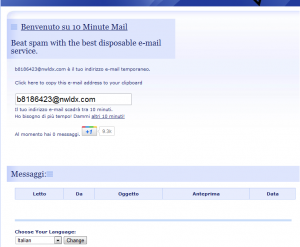 10minutemail il servizio che ci permette di creare email temporanee