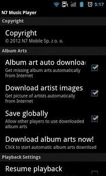 N7 Music Player Android Settings Main N7 Music Player: Ottimo player musicale alternativo per Android