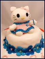 Torta decorata Hello Kitty: pan di spagna con farcia al cioccolato bianco