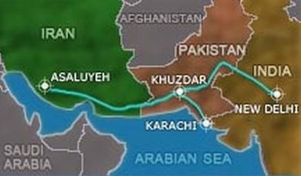 Tracciato del progettato gasdotto Iran-Pakistan-India