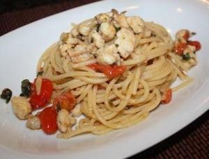 Spaghetti con sugo di rana pescatrice