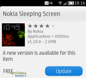 Nokia Sleeping Screen per smartphone Symbian Belle : Aggiornamento v1.10 – Download