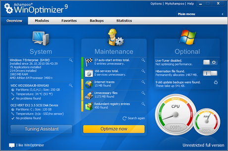 scr ashampoo winoptimizer 9 en clean Ashampoo WinOptimizer 9: ottimizzare e migliorare le prestazioni di Windows