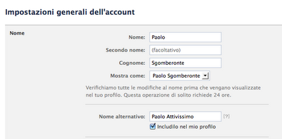 Facebook, avete tutti lo pseudonimo attivabile?