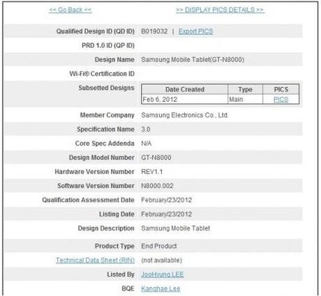 Samsung GT-N8000 riappare – Presentazione al MWC? Smartphone, Tablet o smartpad?