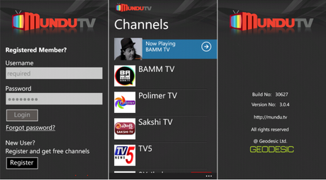 Tv streaming su smartphone Nokia Windows Phone : Mundu Tv