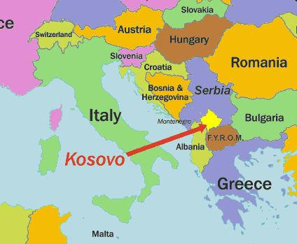 Posizione geografica del Kosovo