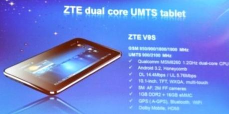 2 V9S Tablet ZTE V9S e V96 Dual Core |Schede Tecniche [MWC 2012]