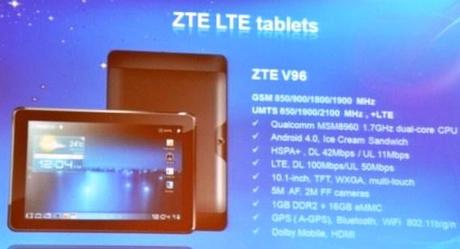 3 V96 Tablet ZTE V9S e V96 Dual Core |Schede Tecniche [MWC 2012]