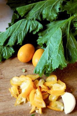 Spaghetti con cime di rapa e mandarini