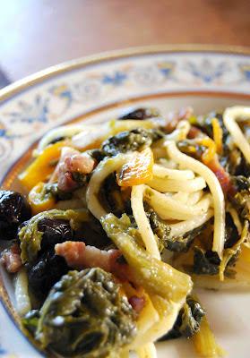 Spaghetti con cime di rapa e mandarini