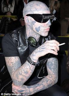 Rick Genest in front row to DSquared fashion show