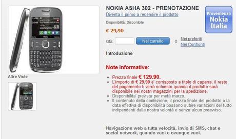 Nokia Asha 302 – prenotazione su nstore.it