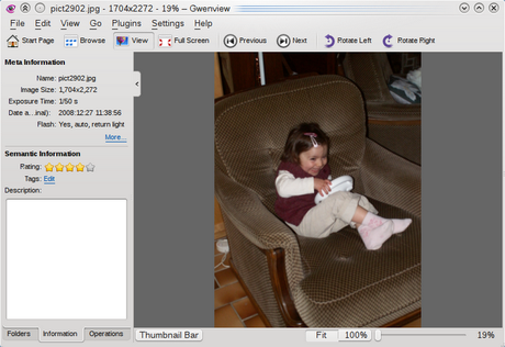 Gwenview visualizzatore di immagini predefinito dell'ambiente desktop KDE.