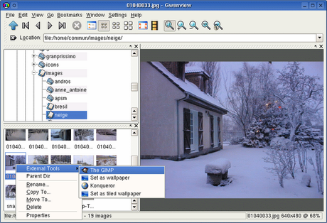 Gwenview visualizzatore di immagini predefinito dell'ambiente desktop KDE.