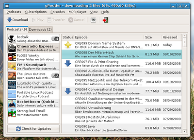 gPodder è un'applicazione pensata per cercare, aggiungere e gestire qualsiasi tipo di podcast.