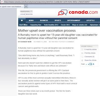 Madre canadese arrabbiata perché le hanno vaccinato la figlia senza che ci fosse alcun consenso da parte dei genitori