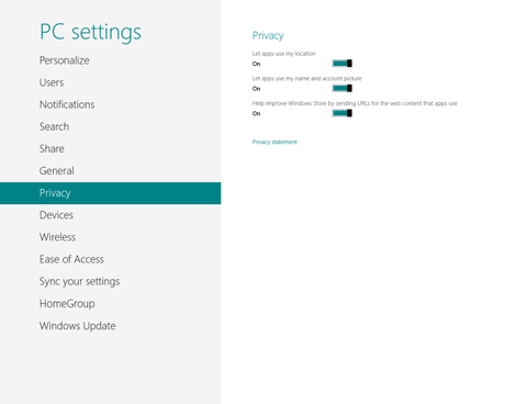 Windows 8 PC Settings Privacy Impostazioni di Sistema di Windows 8 [La Guida Completa]