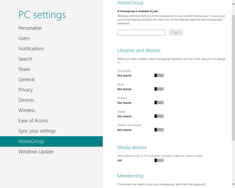 Windows 8 PC Settings HomeGroup Impostazioni di Sistema di Windows 8 [La Guida Completa]