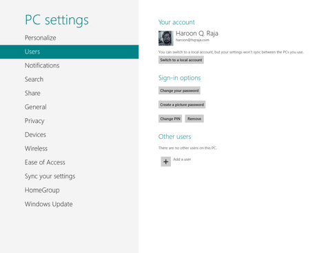 Windows 8 PC Settings Users3 Impostazioni di Sistema di Windows 8 [La Guida Completa]