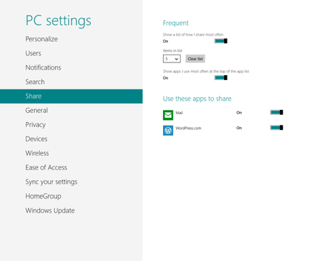 Windows 8 PC Settings Share3 Impostazioni di Sistema di Windows 8 [La Guida Completa]