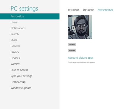 Windows 8 PC Settings Personalize Account Picture3 Impostazioni di Sistema di Windows 8 [La Guida Completa]