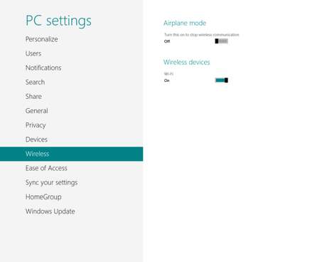 Windows 8 PC Settings Wireless Impostazioni di Sistema di Windows 8 [La Guida Completa]