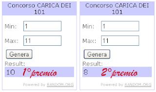 ESTRAZIONE CONCORSO della CARICA DEI 101... che segue il mio BLOG