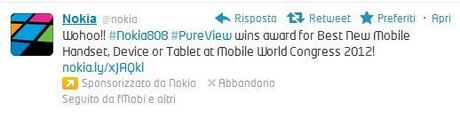 Nokia vince il prestigioso premio MWC grazie al Nokia 808 PureView