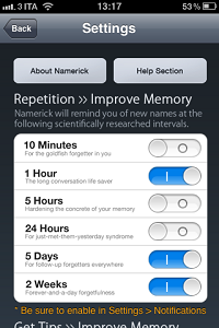 Namerick: memorizzare i nomi delle persone e le loro attività [App Iphone]