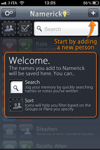 Namerick: memorizzare i nomi delle persone e le loro attività [App Iphone]