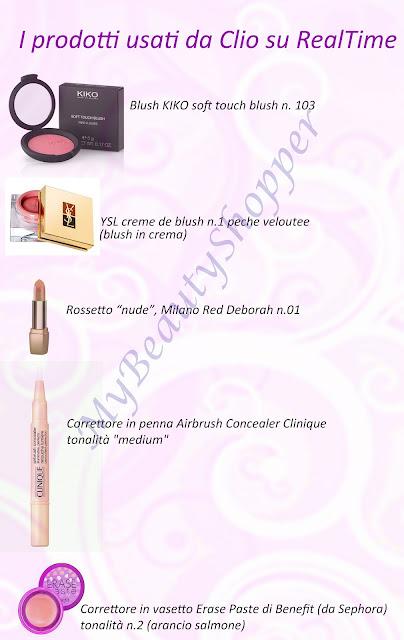 Alcuni prodotti usati da Cliomakeup su RealTime